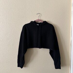 NWOT PINK black cropped hoodie